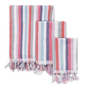 new Wild Sage Shae Multicolor Stripe Cotton Towel Set = 1 BATH + 1 HAND + 1 WASH